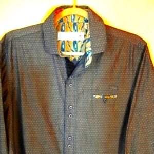 Designs Inspired by the Art of John Lennon Blue Pattern Shirt